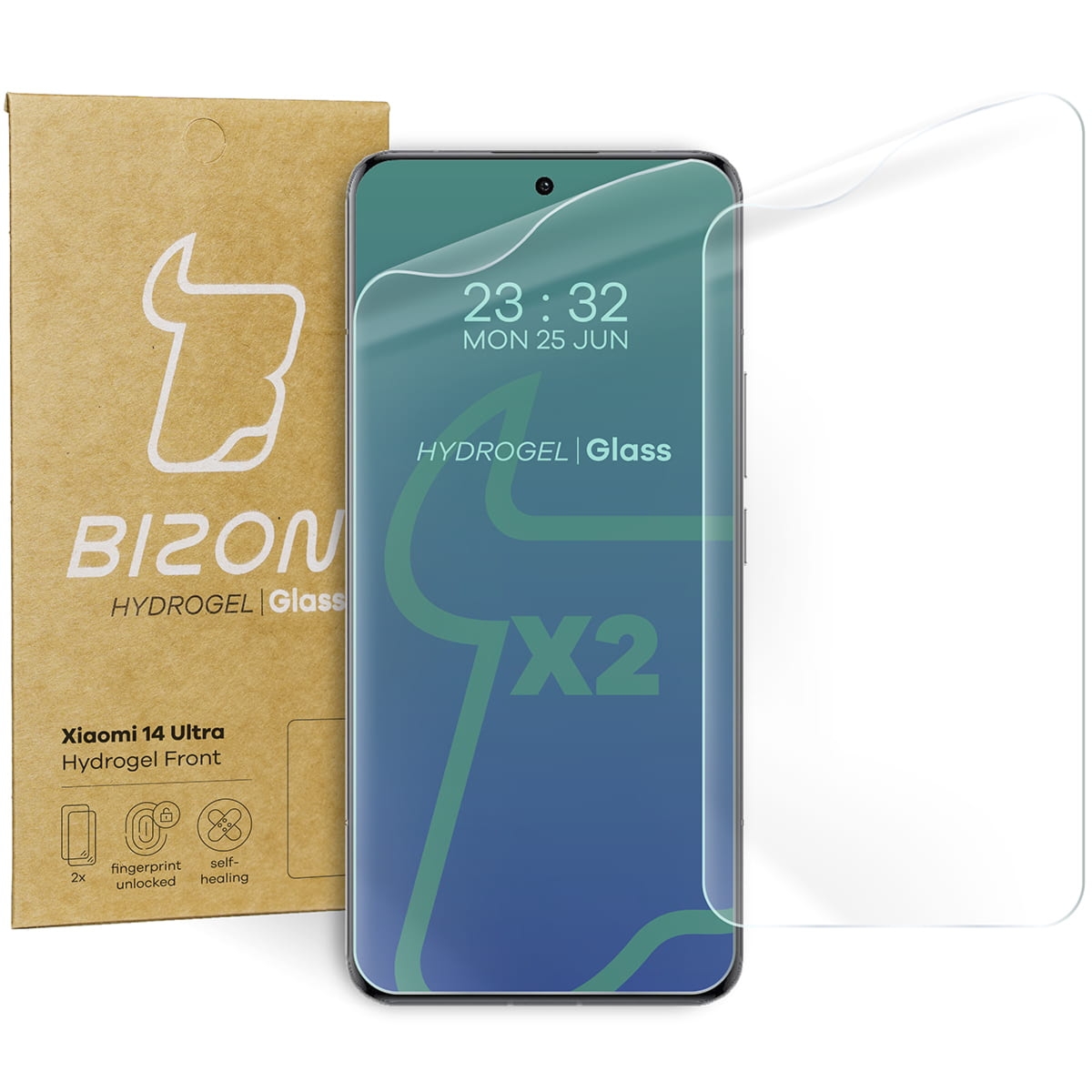 Folia hydrożelowa na ekran Bizon Film Hydrogel Front Duo do Xiaomi 14 Ultra, 2 sztuki