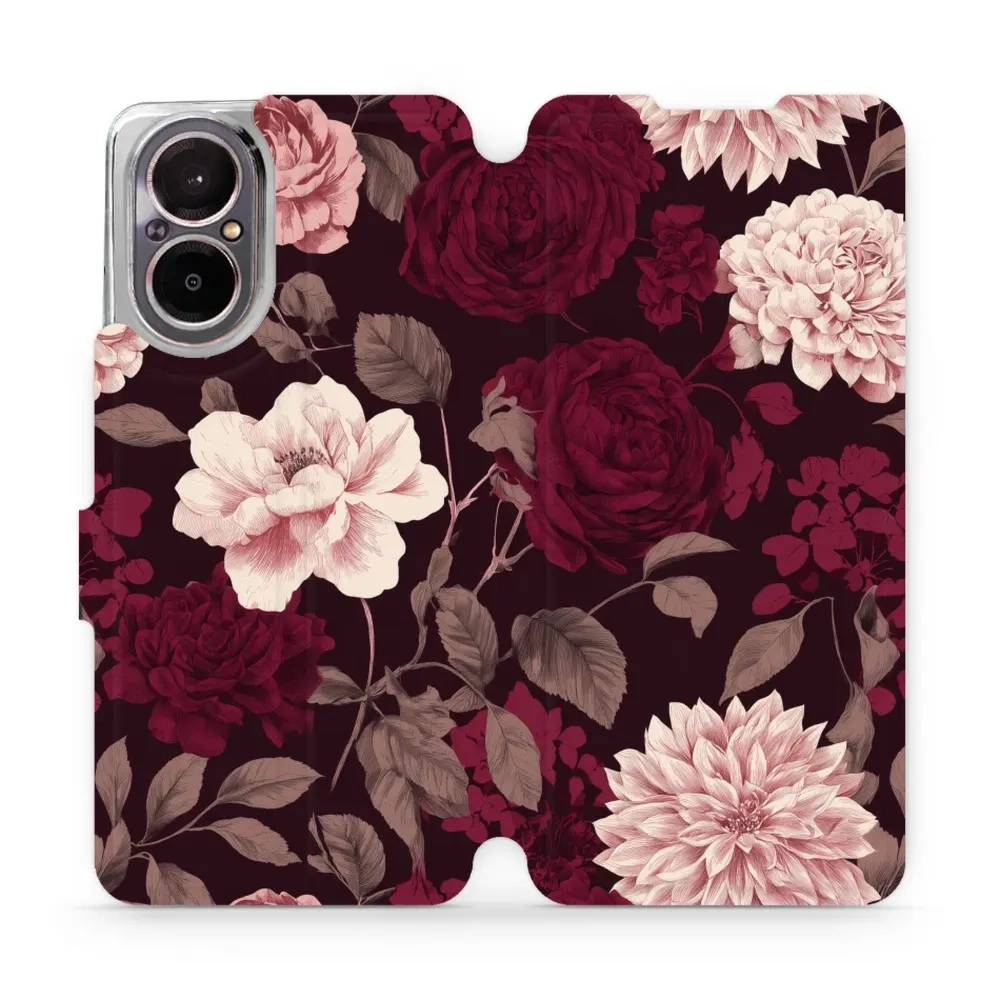 Etui z klapką do realme C67 4G, Mobiwear Book, wino i dalie
