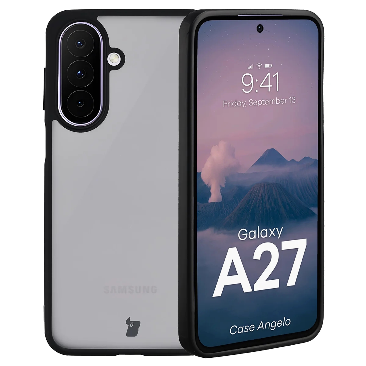 Etui Bizon Case Angelo do Galaxy A27 5G, przydymione z czarną ramką