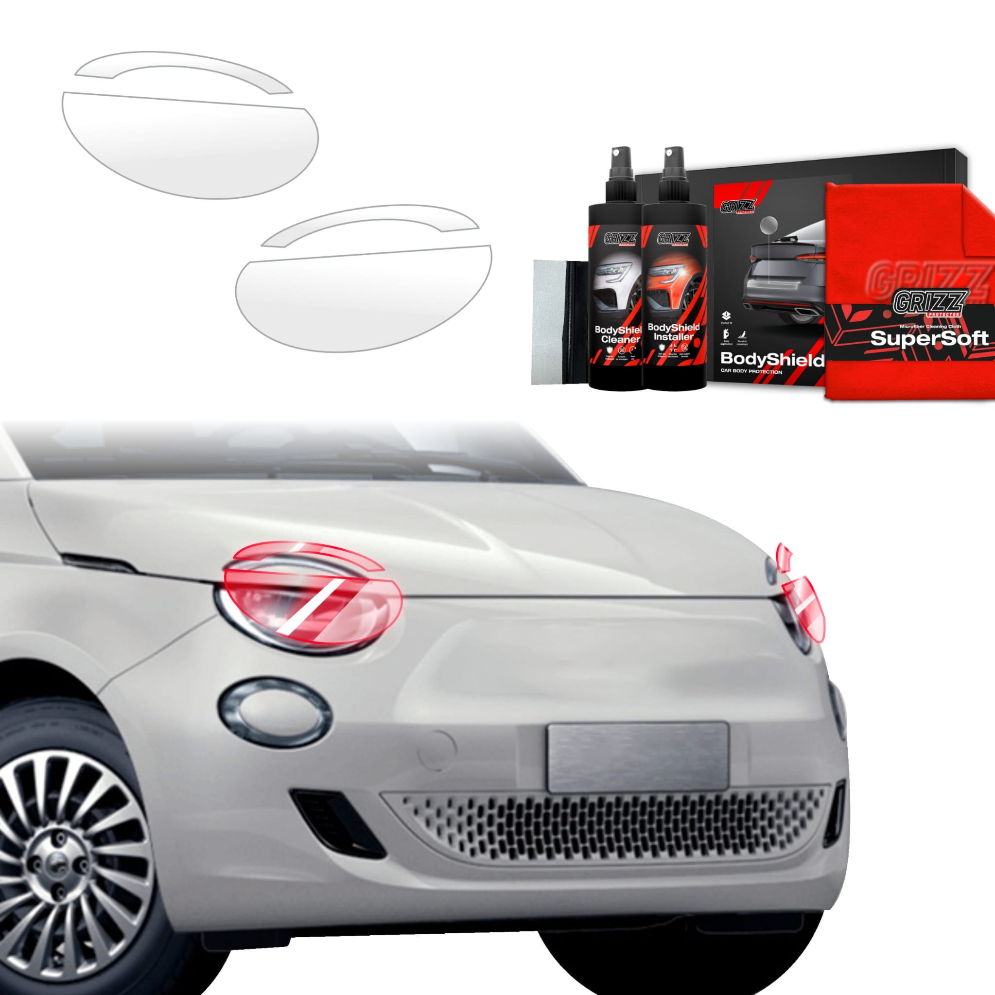 4w1 Folia ochronna Grizz Protector na lampy do Fiat 500 (2016-2026)