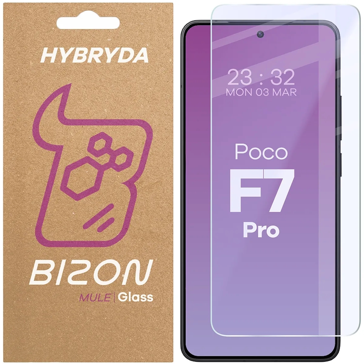 Image of Elastyczne szkło hybrydowe Bizon Glass Mule do Xiaomi Poco F7 Pro