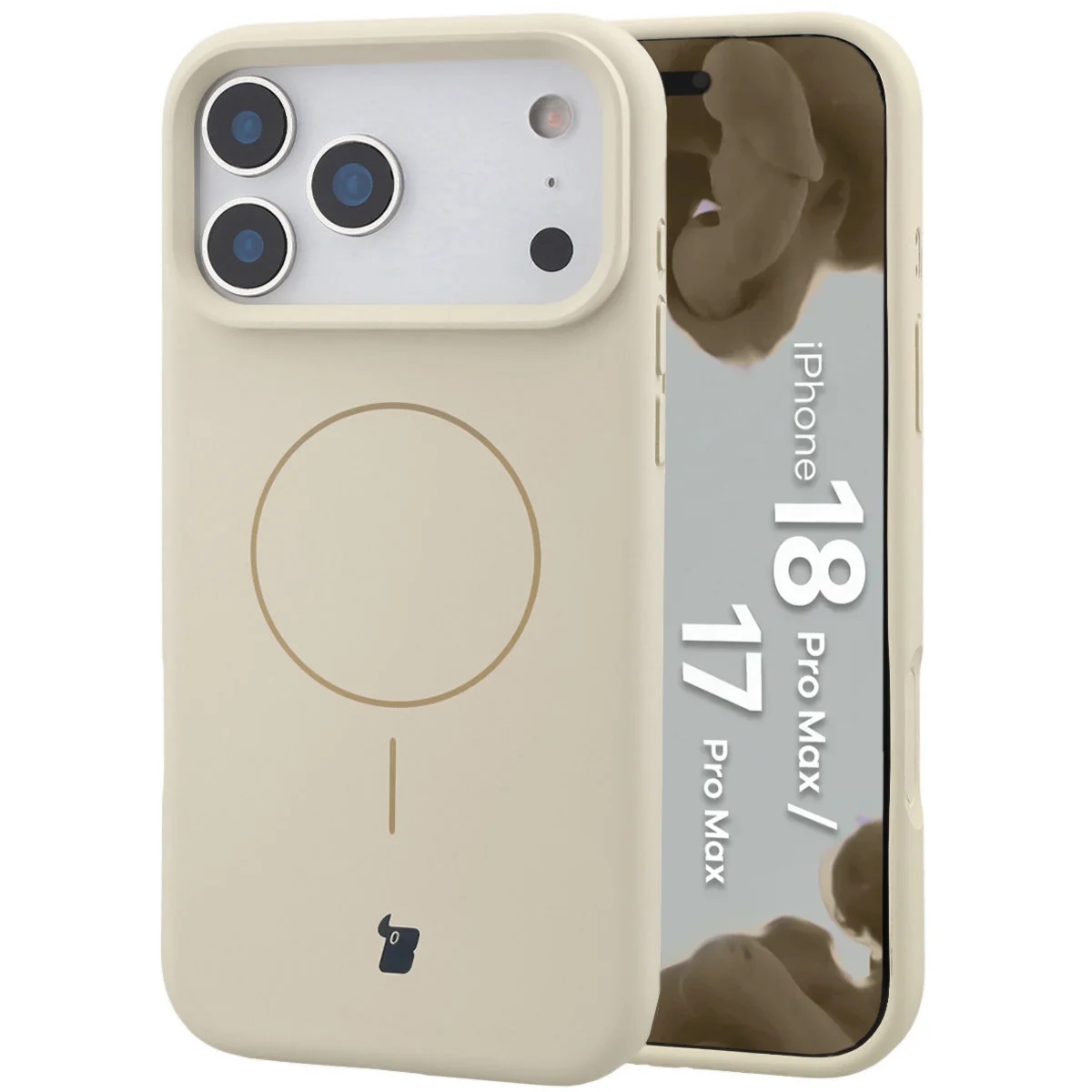 Silikonowe etui z pierścieniem magnetycznym Bizon Soft Case Magnetic do iPhone 18 Pro Max / 17 Pro Max, écru