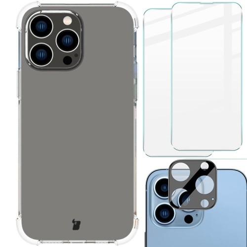 Image of Etui + 2x szkło + obiektyw Bizon Case Clear Pack do iPhone 14 Pro Max, przezroczyste