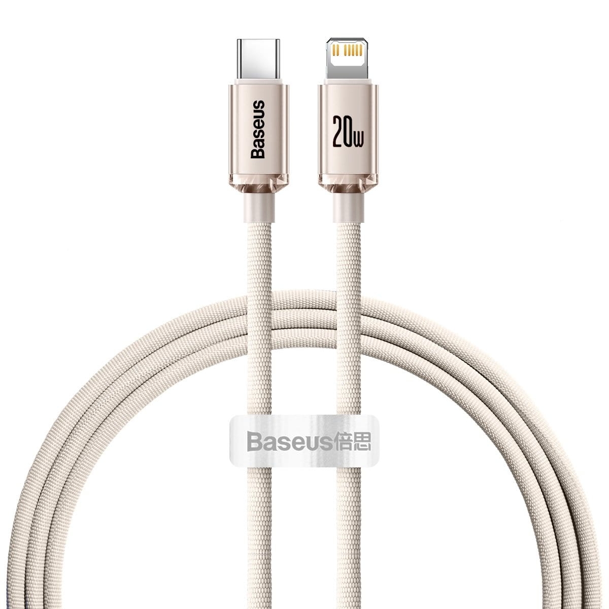 Image of OUTLET: Kabel Baseus Crystal Shine 20W USB-C do Lightning 1.2m, różowy