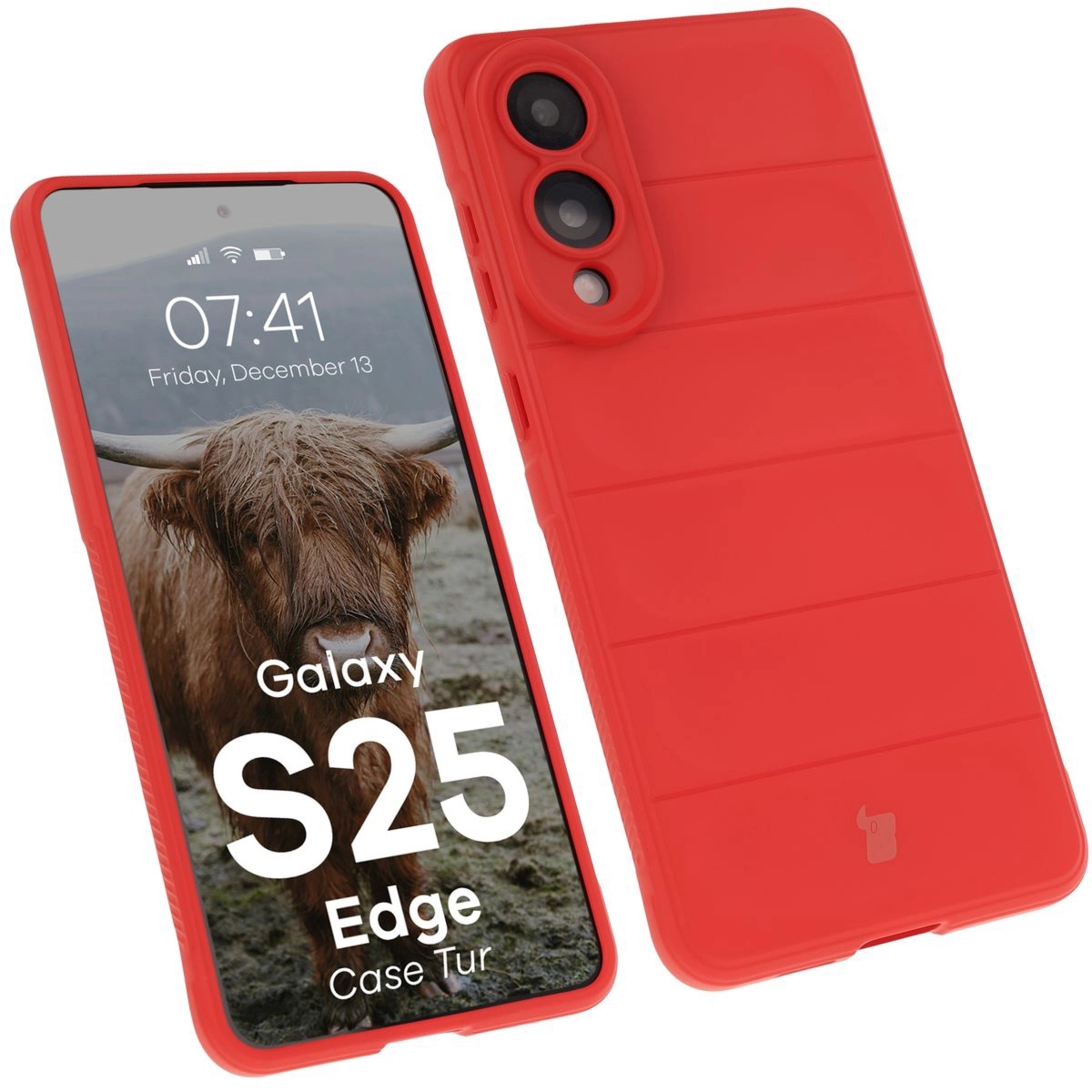 Pancerne etui Bizon Case Tur do Galaxy S25 Edge, czerwone