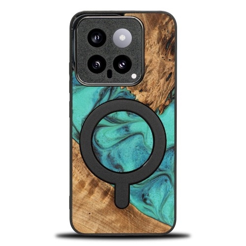 Image of Drewniane etui Bewood Unique - Turquoise do MagSafe do Xiaomi 14 Pro