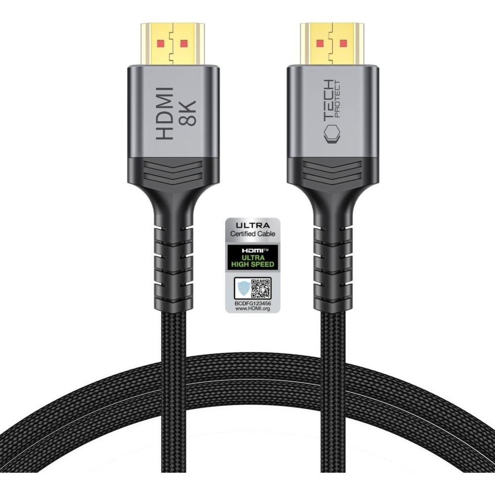 Kabel HDMI 2.1, Tech-Protect Ultraboost 4K 120Hz / 8K 60Hz 3 m, czarno-szary
