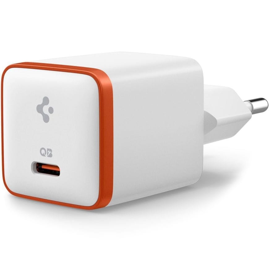 Ładowarka sieciowa USB-C PD 3.0, PPS, QC 3.0, 30W, Spigen Essential EE301EU, biało-pomarańczowa
