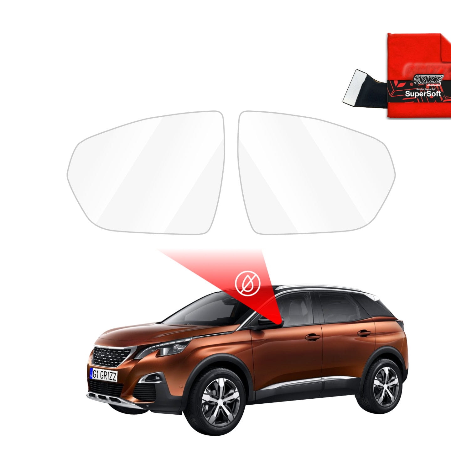 Folia przeciwdeszczowa Grizz Protector na lusterka do Peugeot 3008 P84 (2016-2020)