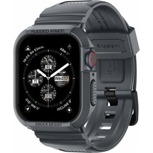 Image of OUTLET: Etui z paskiem Spigen Rugged Armor Pro do Apple Watch 9/8/7/6/5/4/SE - 45/44mm, szare