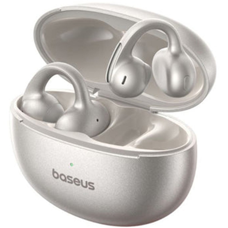 Słuchawki douszne z klipsem Baseus Bowie MC1 Pro Open Ear TWS Earbuds, IP67, Bluetooth 6.0, srebrne