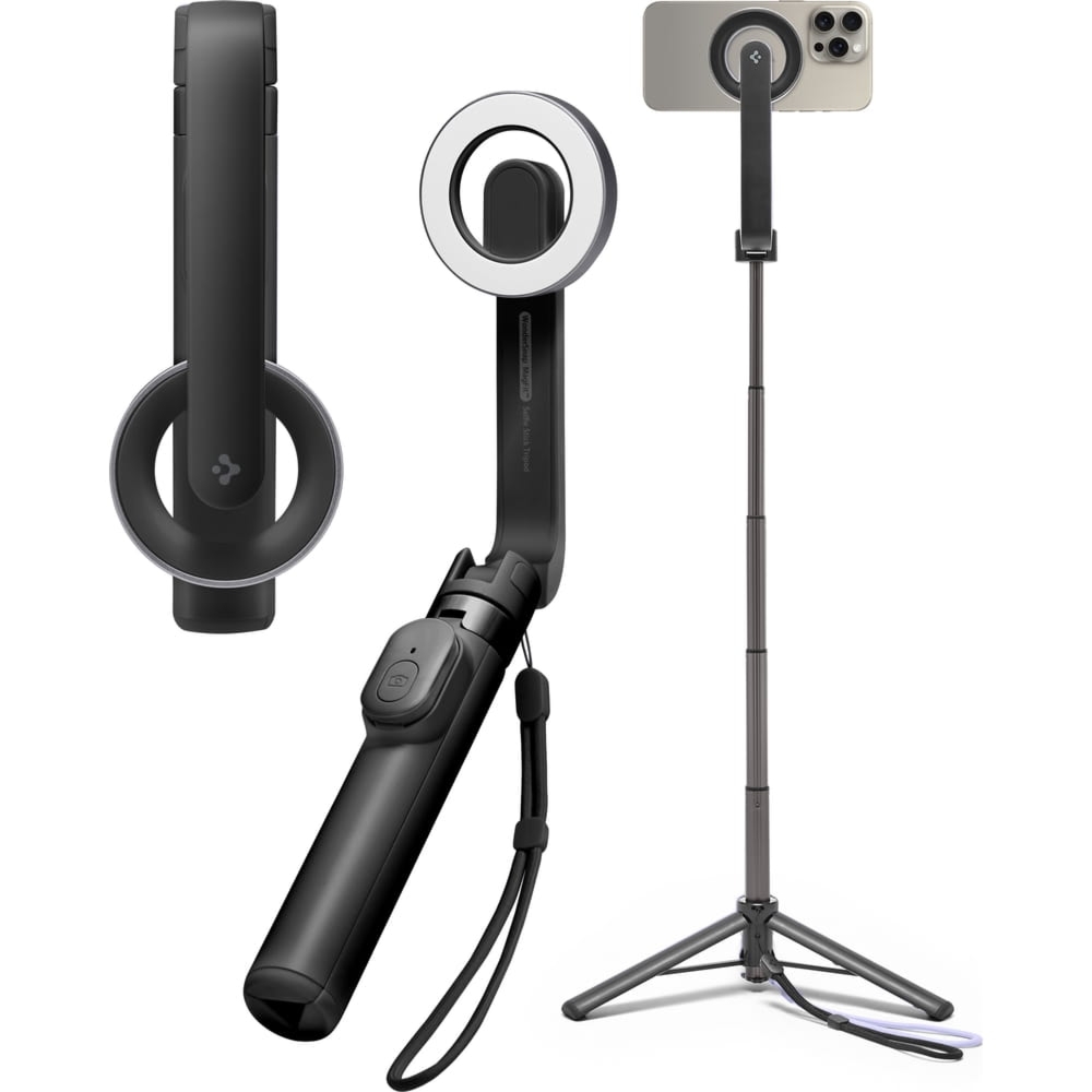 OUTLET: Uchwyt, kijek, statyw Spigen S571W MagSafe Bluetooth Selfie Stick Tripod, czarny