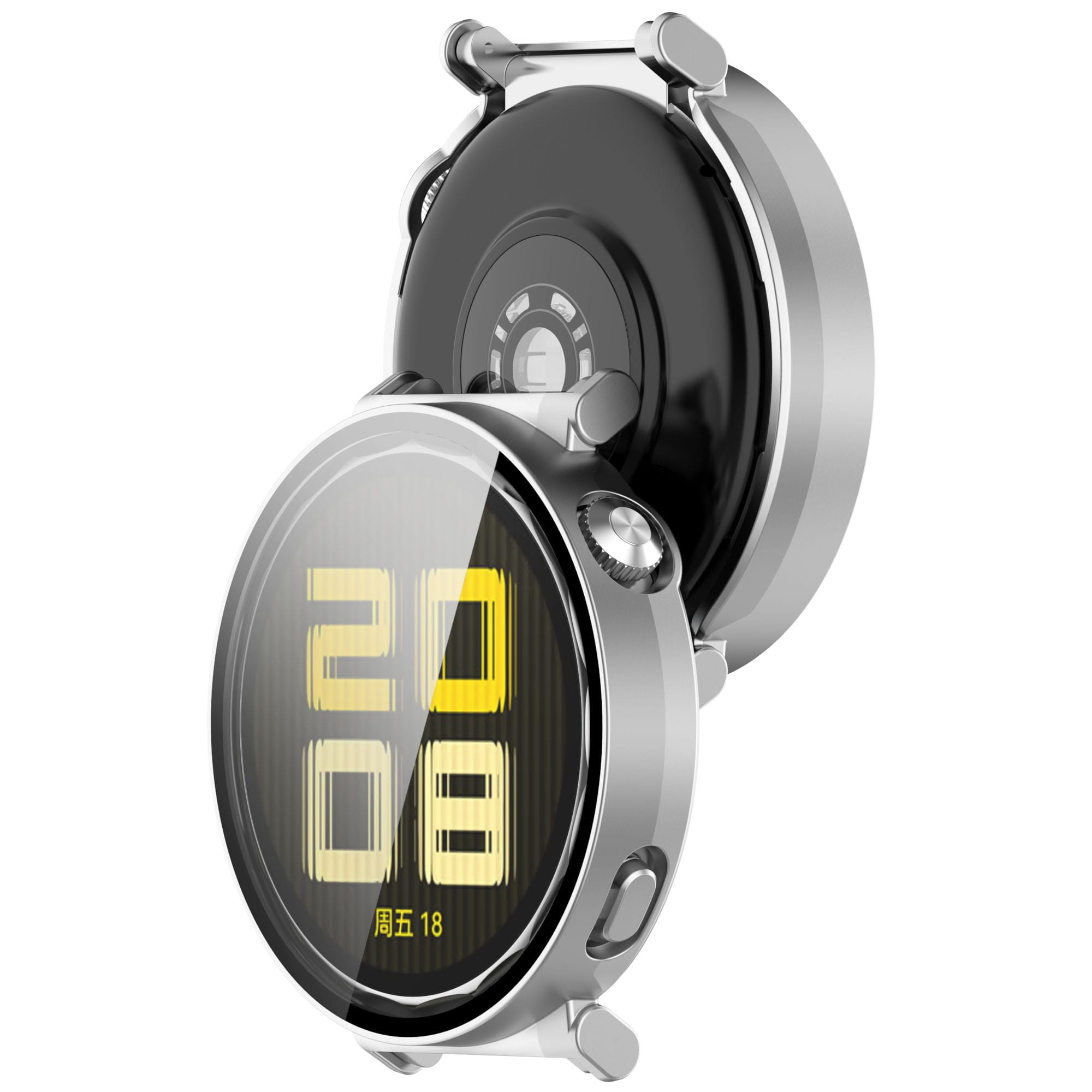 Image of Etui ze szkłem do zegarka Bizon Case+Glass Watch do Huawei Watch GT 5 41 mm, satynowo srebrne