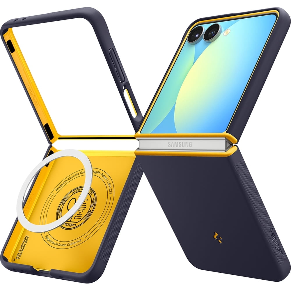 Etui Spigen Nano Pop Mag do MagSafe do Galaxy Z Flip7, granatowo-żółte