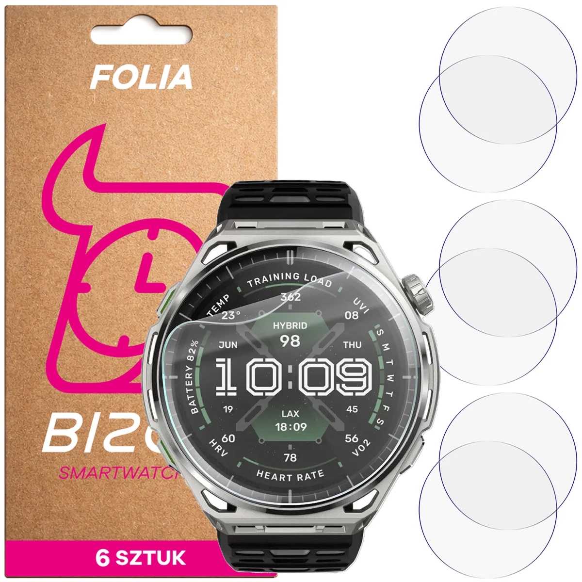 Folia ochronna na ekran zegarka Bizon Watch Film HydroFlex do Amazfit Balance 3, 6 sztuk