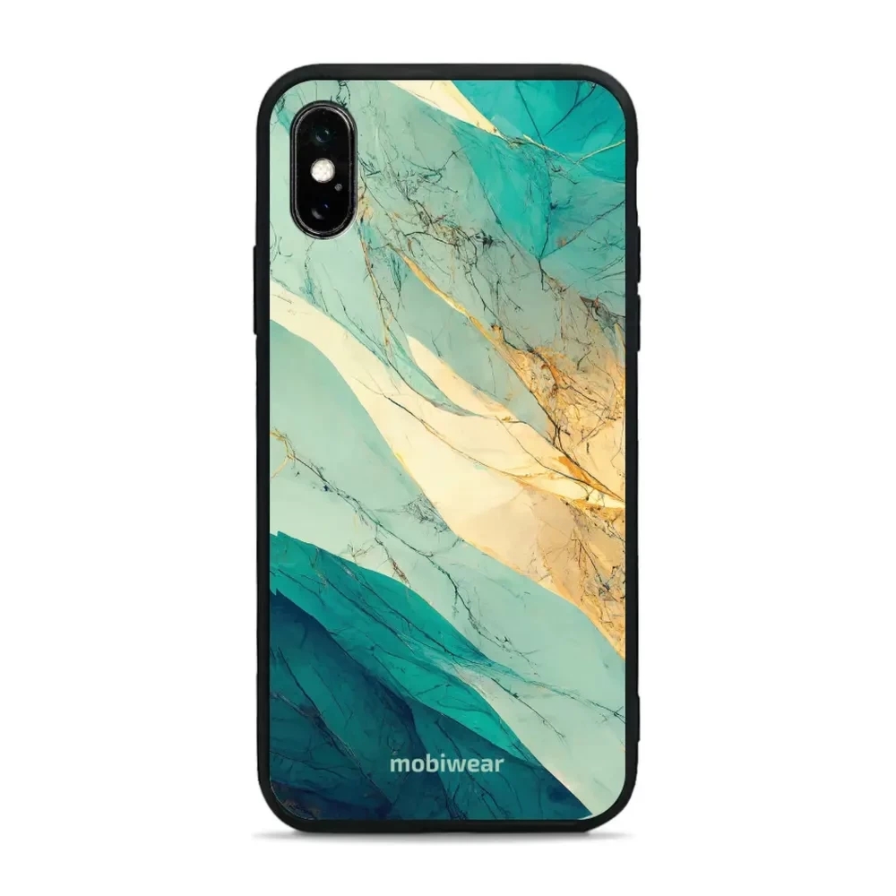 Etui ochronne do iPhone Xs, Mobiwear Glossy Case, turkusowy marmur