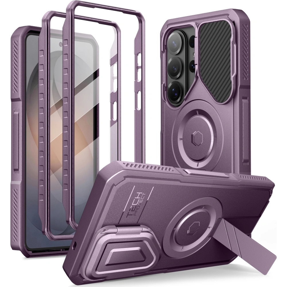 Etui z osłoną aparatu Tech-Protect Kevlar MagSafe 2-set do Galaxy S26 Ultra z dwoma ramkami, fioletowe