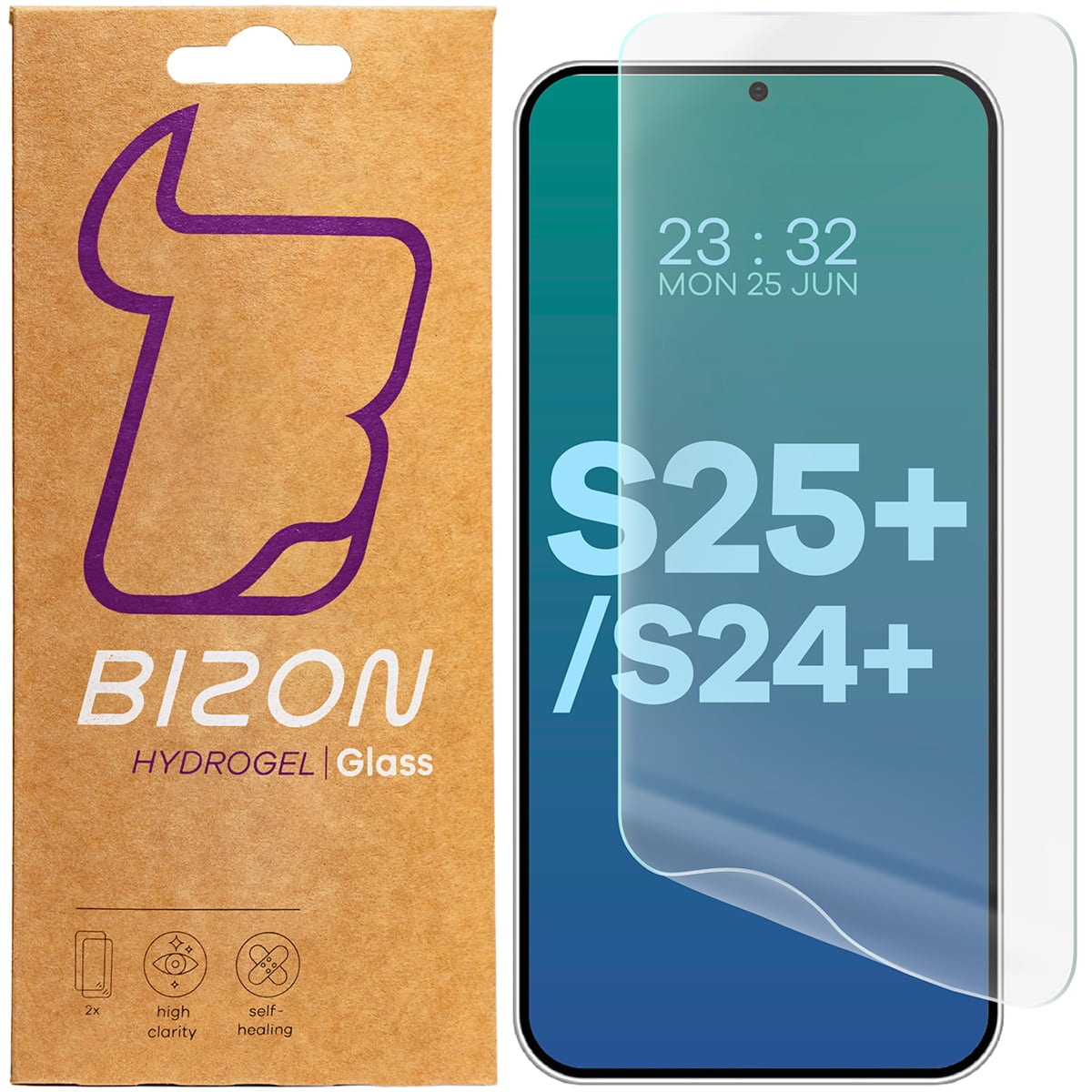 Folia hydrożelowa na ekran Bizon Film Hydrogel Front Duo do Galaxy S25 Plus / S24 Plus, 2 sztuki