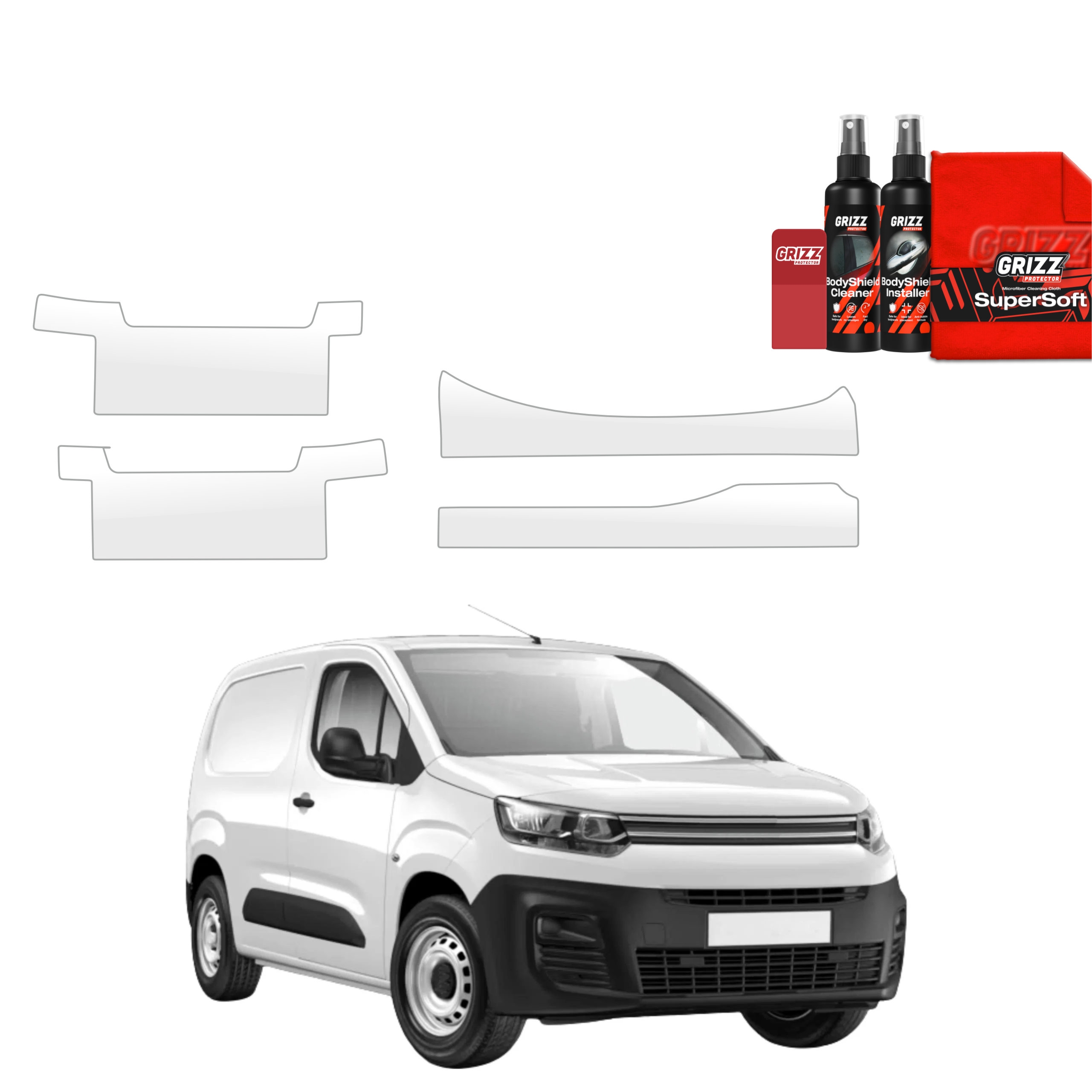 4w1 Bezbarwna folia ochronna Grizz Protector na progi z wcięciami Citroen Berlingo VAN (2018-2026)