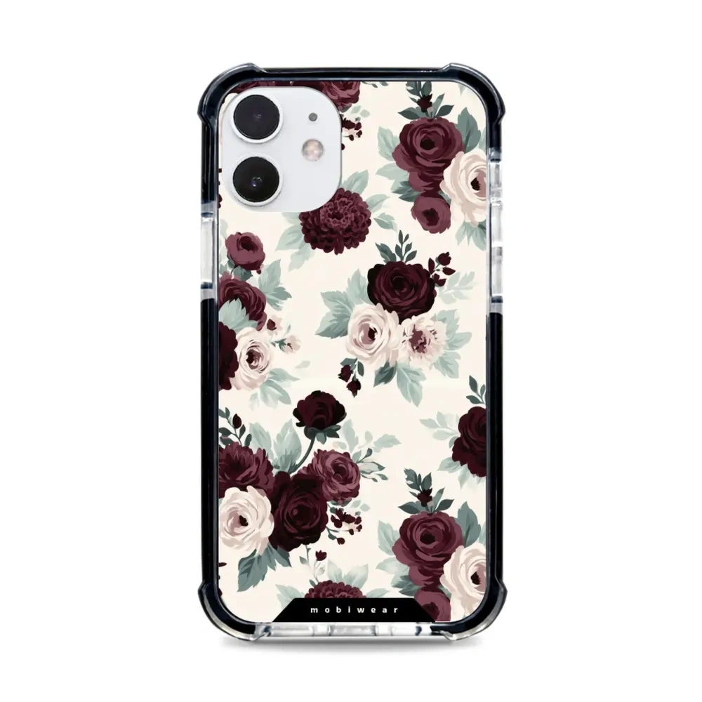 Etui ochronne do iPhone 12 Pro do MagSafe, Mobiwear Elite Bumper, róże z szałwią na kremie