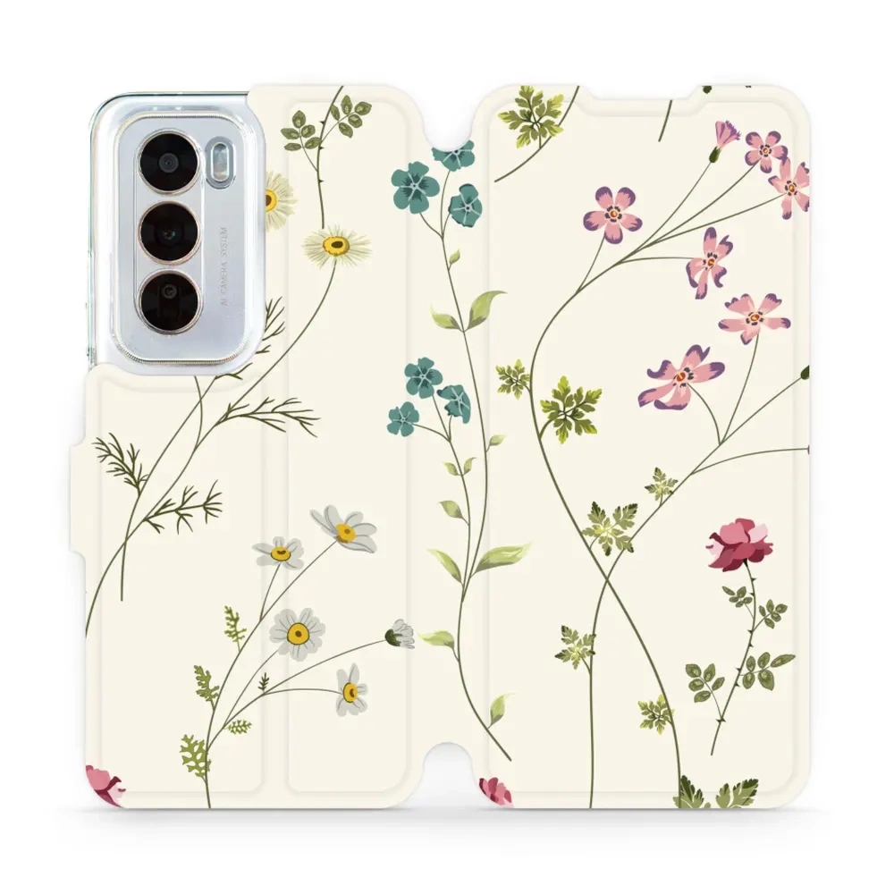 Etui z klapką do Oppo Reno 12 Pro, Mobiwear Book, polne kwiaty