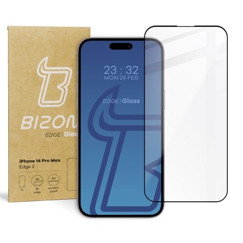 Image of Szkło hartowane Bizon Glass Edge 2 do iPhone 14 Pro Max, czarne