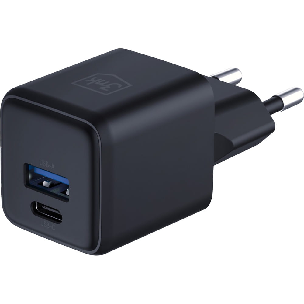 Image of Ładowarka sieciowa 3mk Hyper GaN Charger 20W, 1x USB-A QC 4+, 1x USB-C PD, czarna