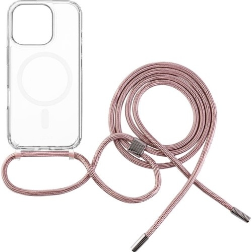 Image of Etui FIXED MagPure Neck do MagSafe do iPhone 16 Pro Max, przezroczyste z różową smyczką