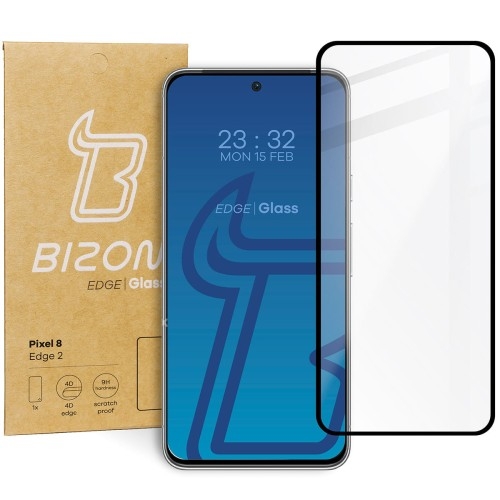 Image of Szkło hartowane Bizon Glass Edge 2 do Pixel 8, czarne