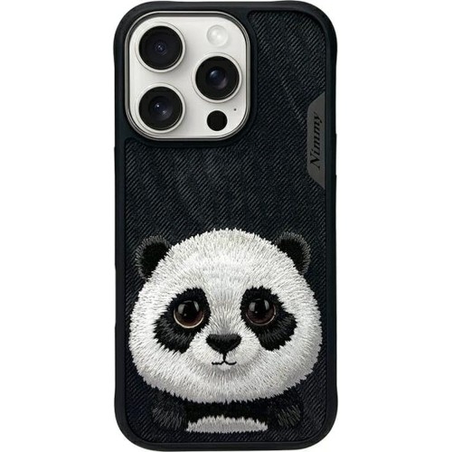 Image of Etui Nimmy Big Eyed Pet 2.0 Panda do iPhone 16 Pro, czarne z pandą