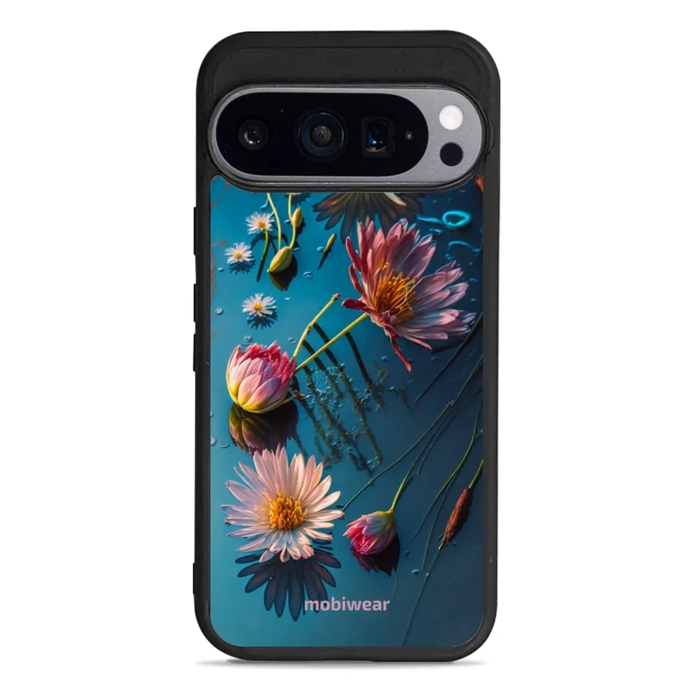 Etui ochronne do Google Pixel 9, Mobiwear Glossy Case, niebiesko-kwieciste