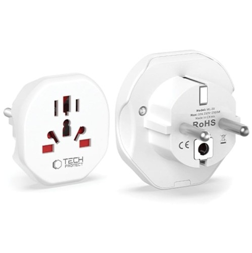 Image of Adapter / przejściówka Tech-Protect Universal Travel Adapter, uniwersalna na EU, biała