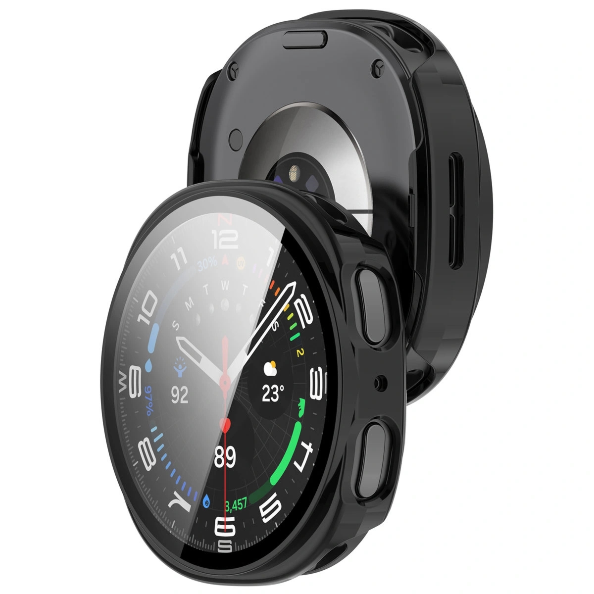 Etui ze szkłem do zegarka Bizon Case Watch Adamo do Galaxy Watch 8 40 mm, czarne