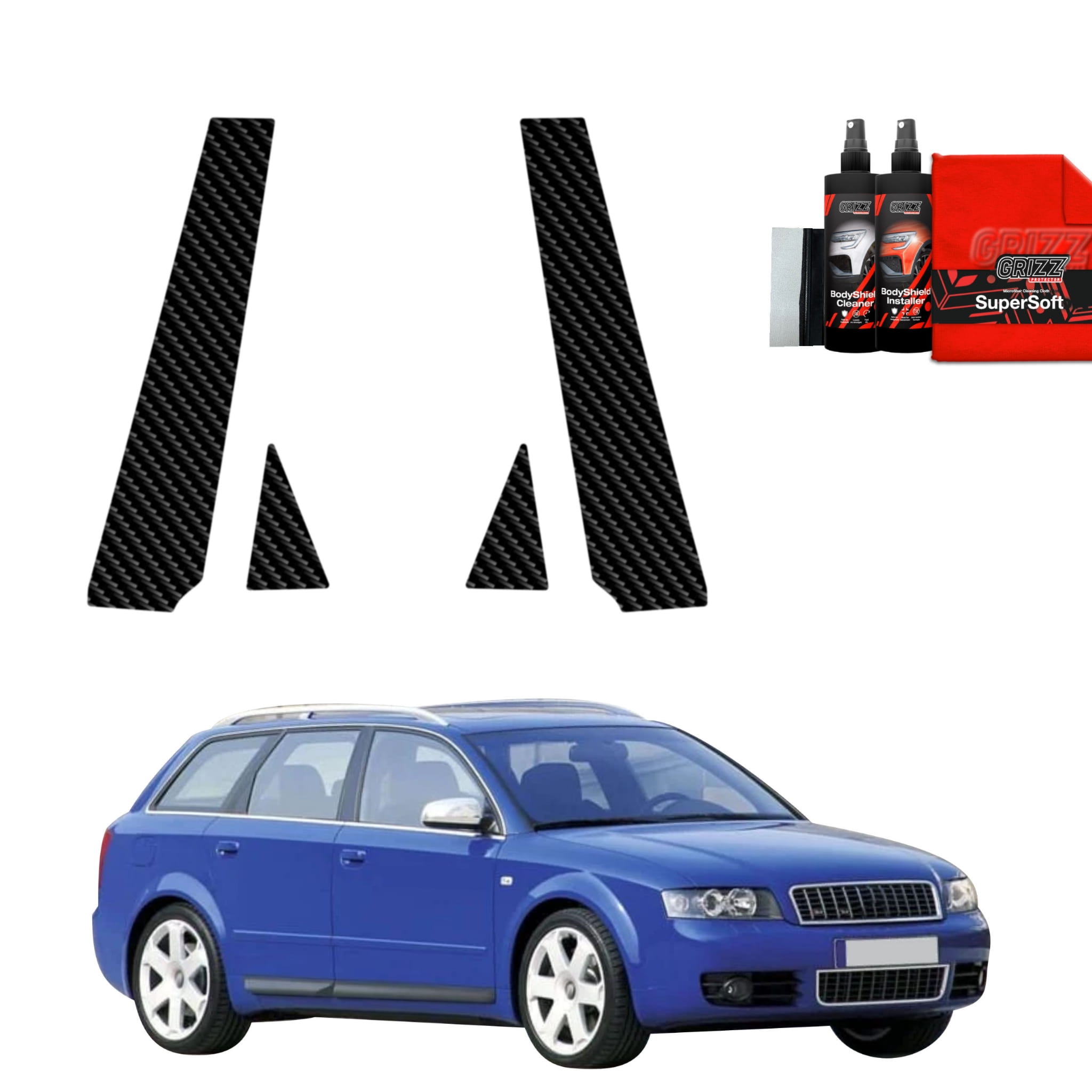 4w1 Folia karbonowa Grizz Protector na słupki do Audi A4 B6 Avant (2000-2006)