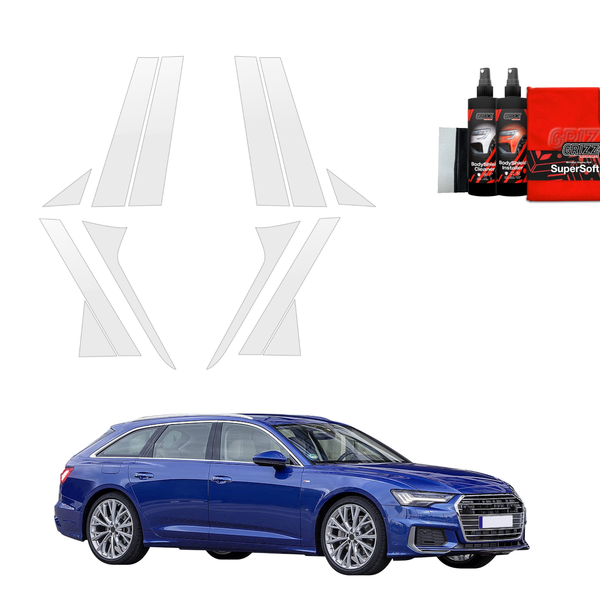 12w1 Folia ochronna na słupki Grizz Protector do Audi A6 C8 Kombi (2018-2023)