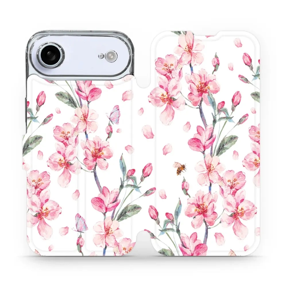Etui z klapką do iPhone Air, Mobiwear Book, różowa wiosna
