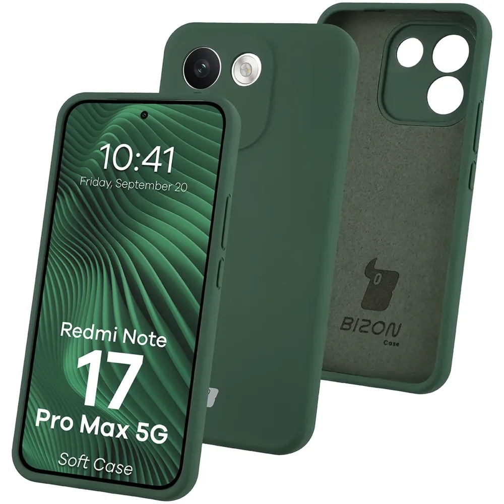 Silikonowe etui Bizon Soft Case do Xiaomi Redmi Note 17 Pro Max 5G, ciemnozielone