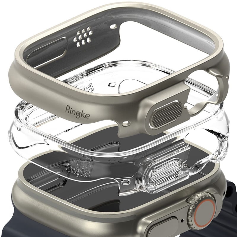 OUTLET: Etui Ringke Slim Case do Apple Watch Ultra 4 / 3 / 2 / 1 (49 mm), 2 sztuki, przezroczyste i beżowe