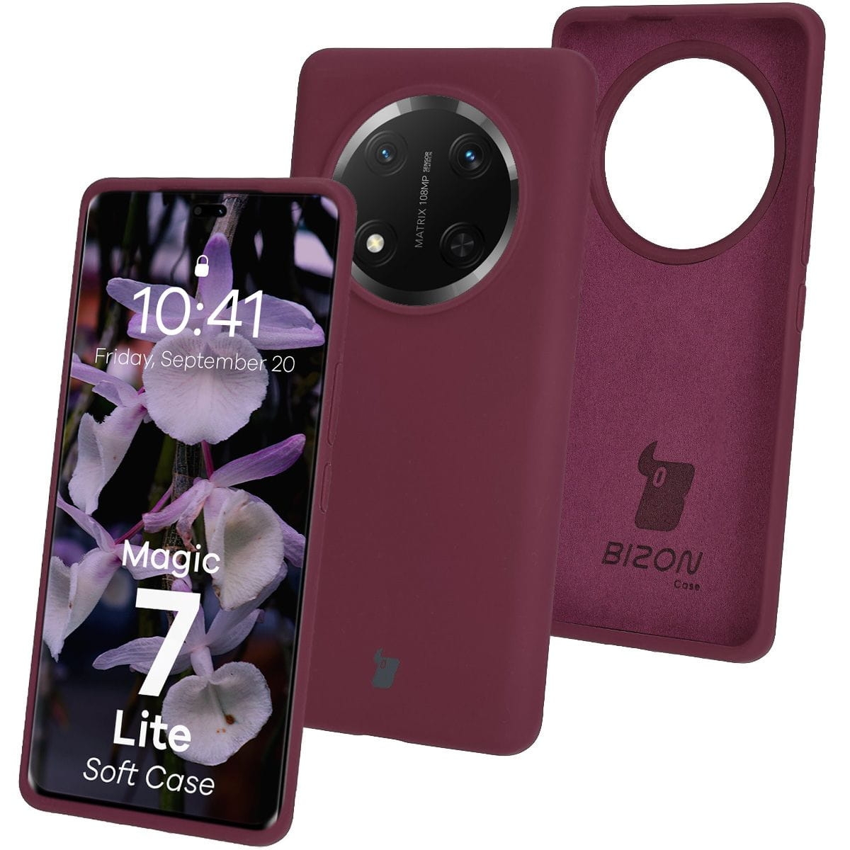 Image of Silikonowe etui Bizon Soft Case do Honor Magic7 Lite, ciemnofioletowe