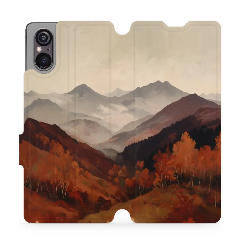 Etui z klapką do Sony Xperia 5 V, Mobiwear Book, mglista dolina w górach