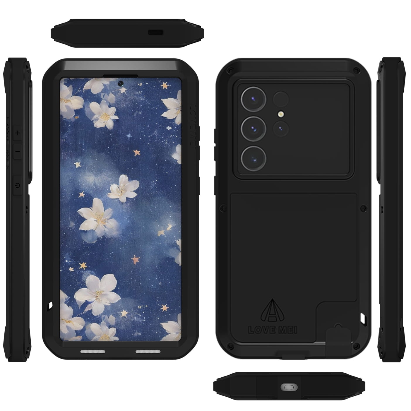 Etui pancerne + szkło LOVE MEI Powerful do Galaxy S25 Ultra, czarne