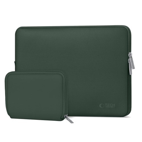 Image of OUTLET: Etui Tech-Protect Neo Slim do laptopów 13" / 14", ciemnozielone