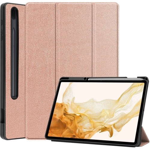 Image of Etui Bizon Case Tab Lizard do Galaxy Tab S8 Plus / S7 Plus, różowozłote