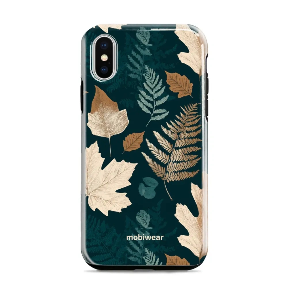 Etui ochronne do iPhone XR, Mobiwear Elite Pro, zielnik z liści i paproci