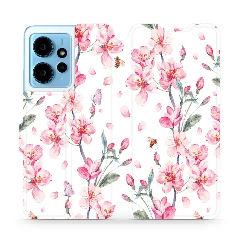 Etui z klapką do Xiaomi Redmi Note 12 4G, Mobiwear Book, różowa wiosna
