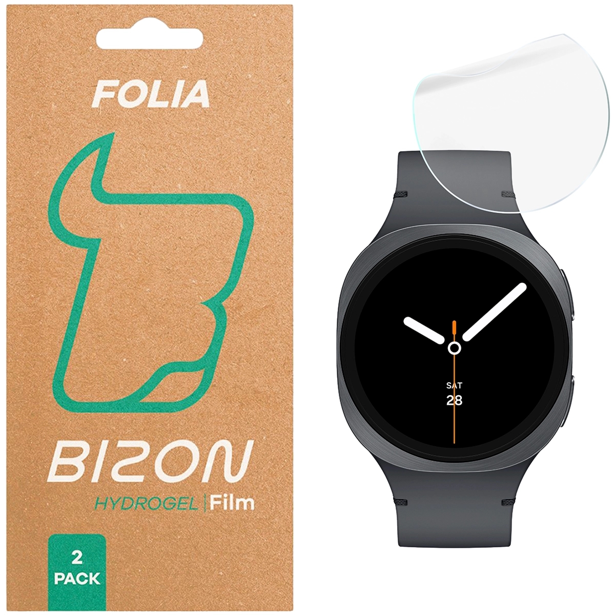 Folia hydrożelowa na ekran Bizon Watch Film Hydrogel Duo do Galaxy Watch 8 44 mm, 2 sztuki