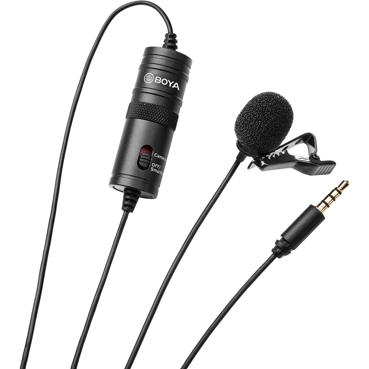 Mikrofon krawatowy, BOYA BY-M1, przewód 6 m, minijack 3.5 mm, klips, pojemnościowy, czarny
