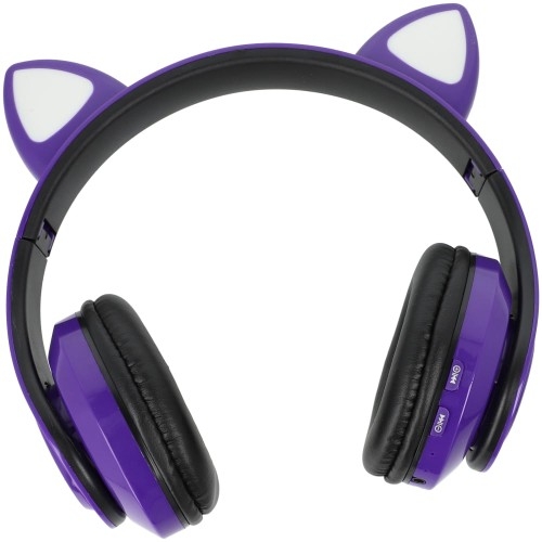 Image of Słuchawki nauszne dla dzieci Kocie uszy B39, fioletowe