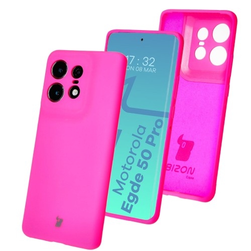 Image of Silikonowe etui Bizon Soft Case do Motorola Edge 50 Pro, neonowo-różowe