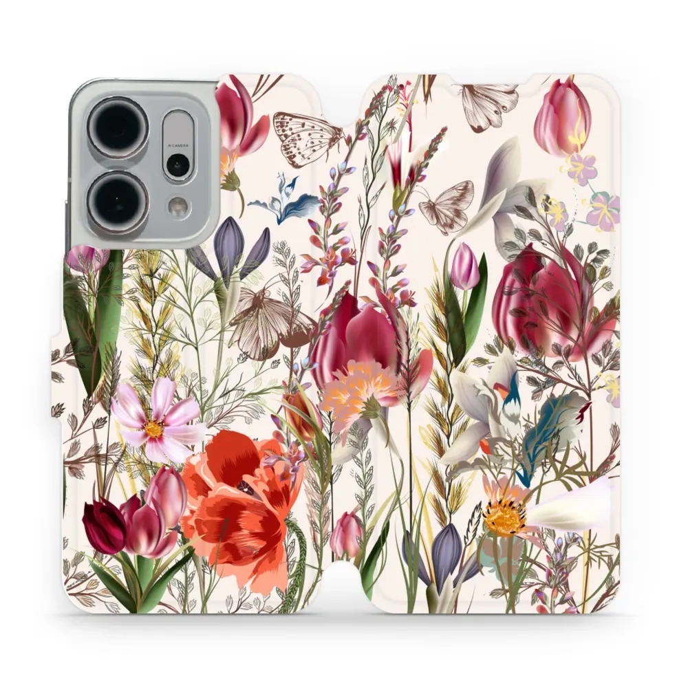 Etui z klapką do Oppo Reno 14, Mobiwear Book, bukiet kwiatów